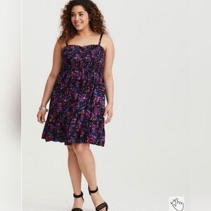 Torrid Tropical Print Mini Dress Purple Pink Edgy Vacation Goth Vibe